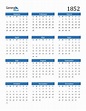 1852 Calendar (PDF, Word, Excel)