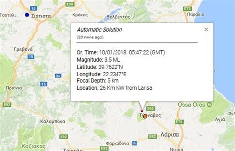 Η δόνηση είχε μέγεθος 5,9 ρίχτερ και σύμφωνα με το ευρωμεσογειακό έγινε 24 χλμ. Σεισμός στη Λάρισα - Ειδήσεις