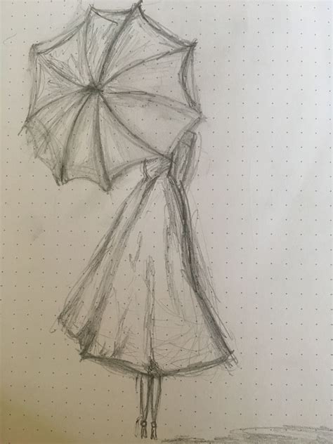 Girl With Umbrella Drawing Umbrella Drawing Umbrella Art Art