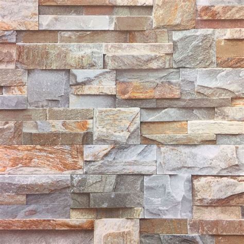 3d Brown Slate Brick Stone Effect Wallpaper Luxury