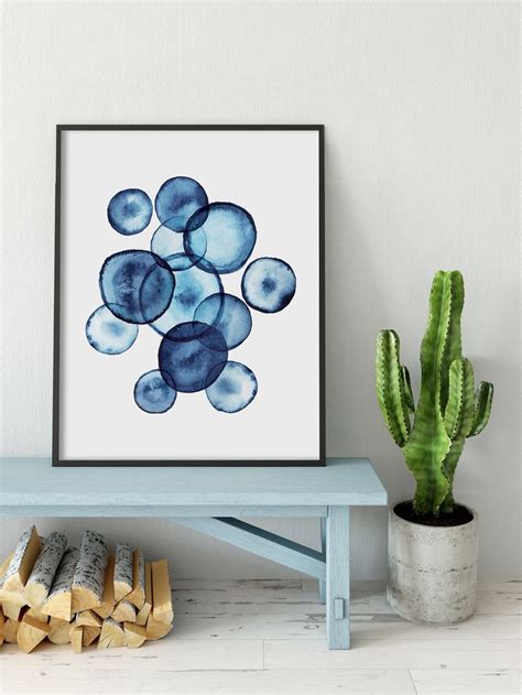 Blue And White Abstract Watercolor Print Blue Home Decor Indigo Blue