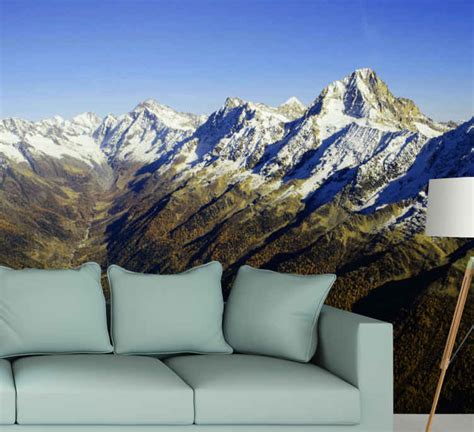 Landscape Snow Capped Mountains Kitchen Murals Tenstickers