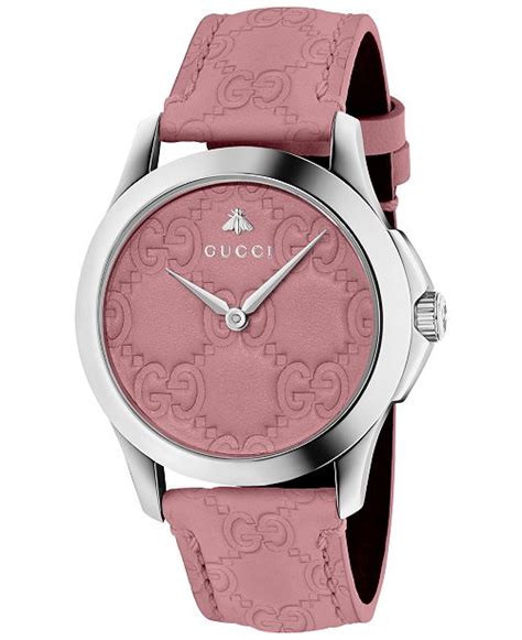 Gucci Womens Swiss G Timeless Candy Pink Leather Strap Watch 38mm
