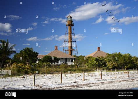 Historic Sanibel Island Lighthouse On The Florida Gulf Coast Stock