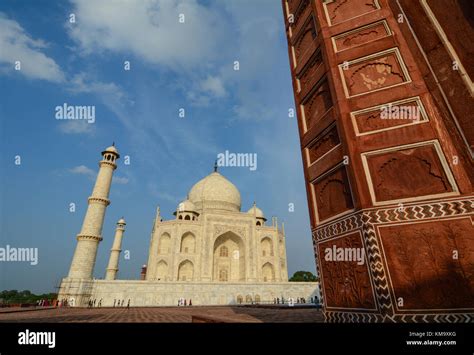 View Of Taj Mahal Under Blue Sky In Agra India The Tomb Is The