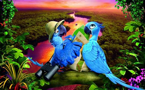 Rio Parrots Two Cartoons Animals Rio Movie Animation Rio 2 Movie
