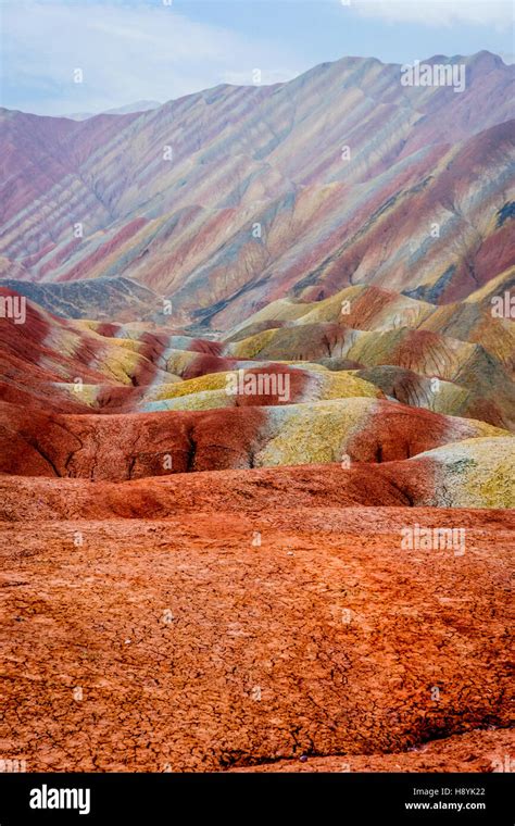 Colorful Landscape Of Rainbow Mountains At Zhangye Danxia National