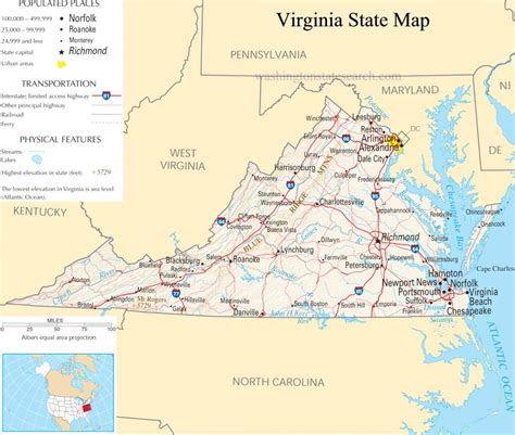 ♥ Virginia State Map A Large Detailed Map Of Virginia State Usa