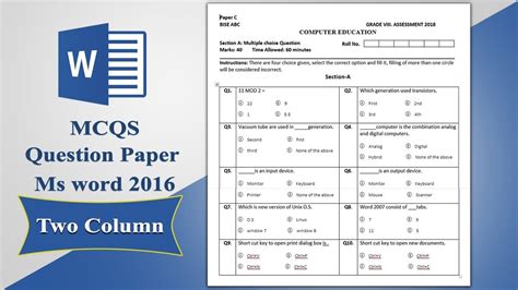 How To Create Multiple Choice Question Mcqs Paper In Ms Word 2016 In