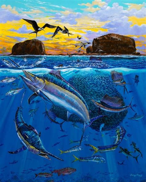 Carey Chen Bat Island Salt Water Fishing Ocean Art Fish Drawings
