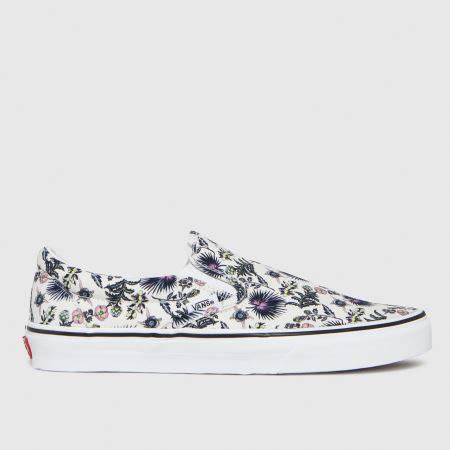 Womens White Pink Vans Classic Slip On Cherry Blossom Trainers Schuh