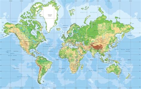 Monde De Projection De Mercator De Carte Illustration De Vecteur