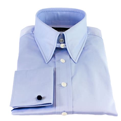 powder blue slim fit tab collar shirt from edward sexton mens shirt dress bespoke shirts
