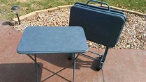 Cosco Blue Metal Vinyl TV Trays Table Set of 4 w/ Wheeled | Etsy