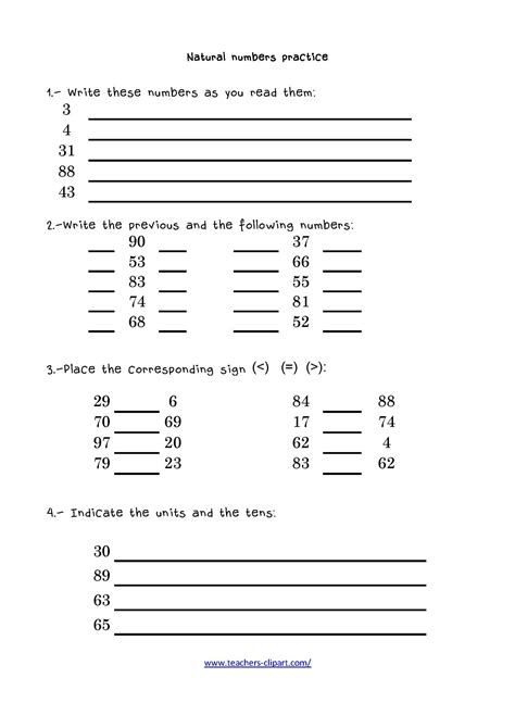 Set Of Natural Numbers Worksheets