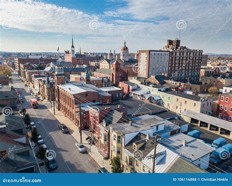 Aerial Of Downtown York Pennsylvania Next To The Historic District In