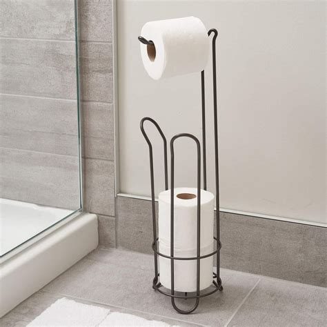 Freestanding Toilet Paper Holder Stand Toilet Paper Roll Holder Tissue Holder With Storage For 5