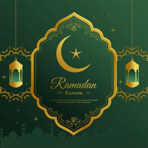 Ramadan Green And Gold Ornate Frame Greeting Download Free Vectors