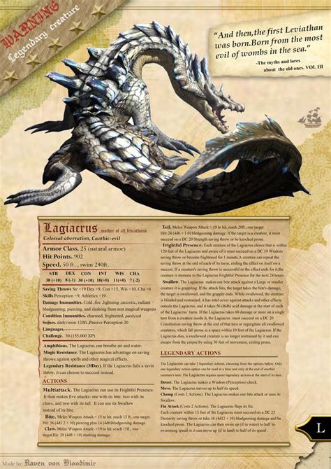 Lagiacrus Mother Of All Leviathan Dungeons And Dr By Ravenvonbloodimir