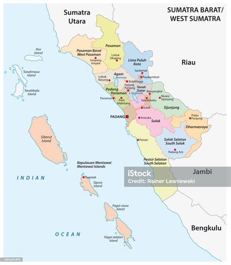 Peta Vektor Administratif Provinsi Indonesia Di Sumatera Barat Sumatra
