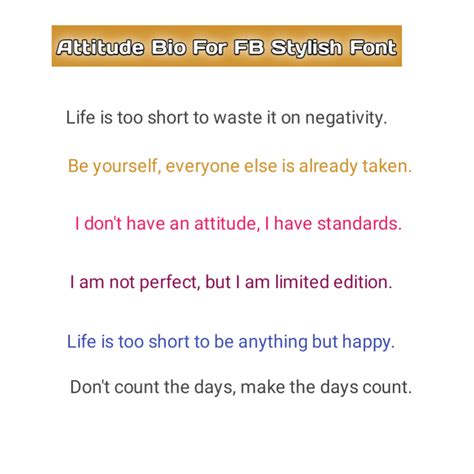 Attitude Bio For Fb Stylish Font