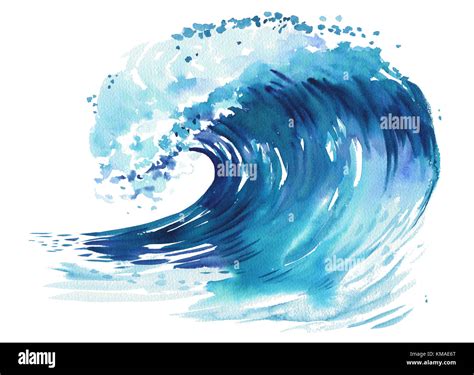 Sea Wave Abstract Watercolor Hand Drawn Illustration Isolated On
