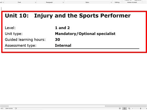 Btec First Sport Level 2 All Of Unit 10 Injury And The Sports
