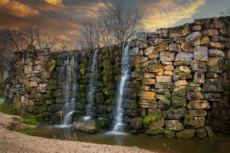 Waterfall Stone Wall Nature Wallpaper Free Stock Photo Public