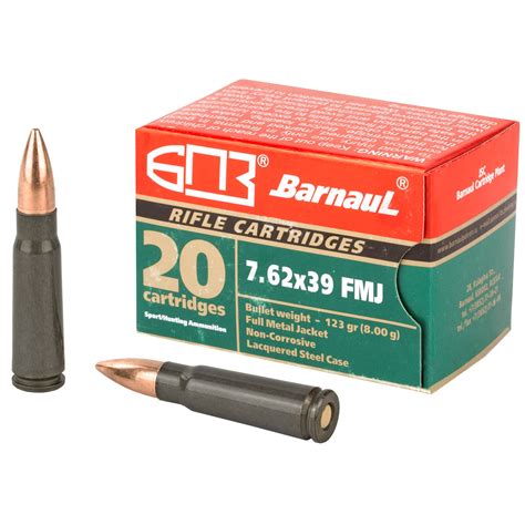 Barnaul 762x39mm 123gr Fmj Steel Lacquered Case 500 Rounds Ammunition