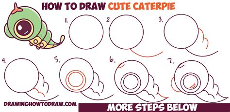 How To Draw Cute Chibi Kawaii Caterpie From Pokemon