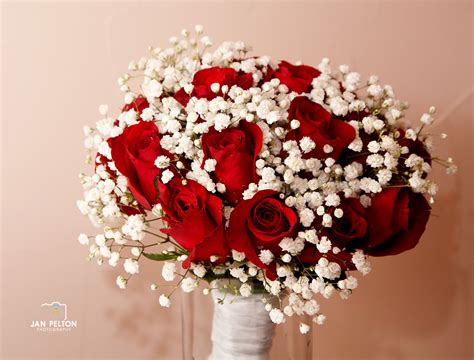 Simple bouquet with red roses and baby's breath. | Babys breath bouquet wedding, Babys breath 