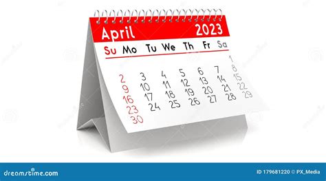 April 2023 Table Calendar 3d Illustration Stock Illustration