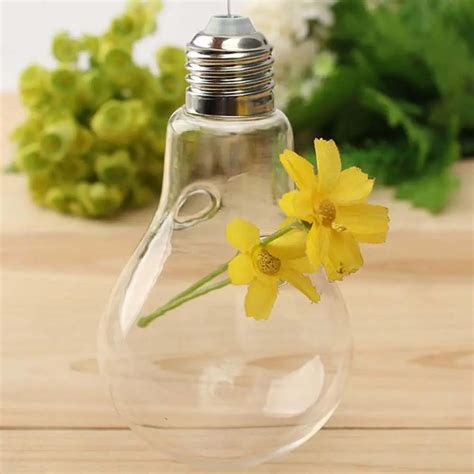 אגרטלים Hot Clear Light Bulb Shape Glass Hanging Vase Bottle