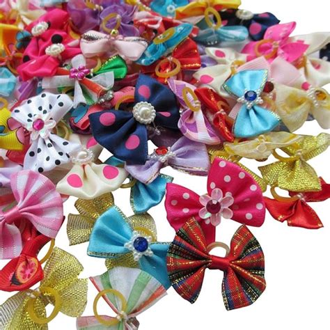 Chenkou Craft Random Of 100pcs Puppy Yorkie Dog Hair Bow