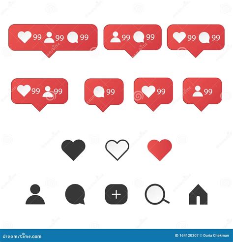 Instagram Icons Set Like Comment Follower And Notification Icons