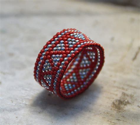 Seed Bead Ring Peyote Ring Beaded Ring Band Ring Middle