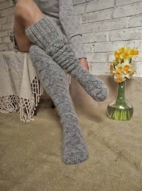 over the knee socks chunky socks hand knitted high socks long etsy