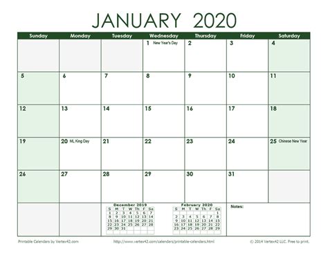 Download A Free 2020 Monthly Calendar Green From Print