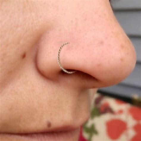 14ct Gold Twisted Nose Ring Open Nose Hoop Tiny Nose Ring Etsy