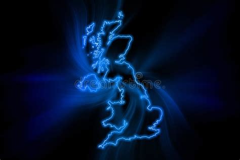 Glowing Map Of United States Modern Blue Outline Map Stock