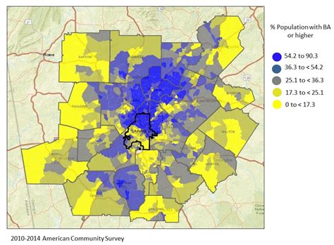 Monday Mapday Metro Atlanta Population With A Bachelors Degree Or