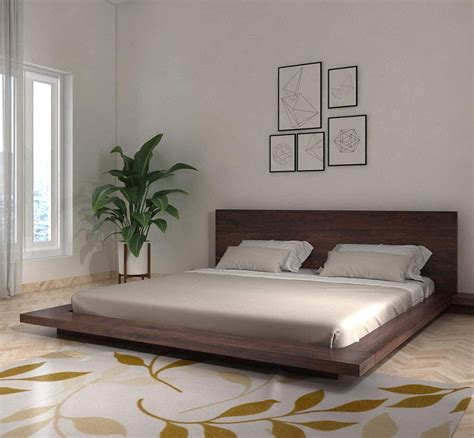 Ganpati Arts Matured Sheesham Wood Low Height Platform Queen Size Bed For Bedroom Wooden Double