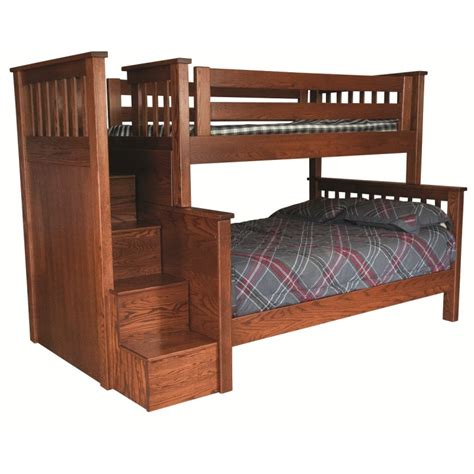 Mission Twin Over Full Bunk Bed With Step Unit Solid Wood Bunk Bed