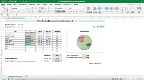 Employee Productivity Report Template Etsy