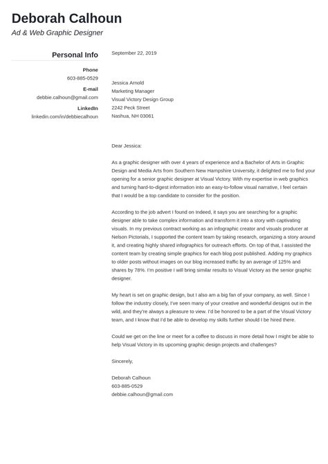 Graphic Design Cover Letter Examples And Ready To Use Templates
