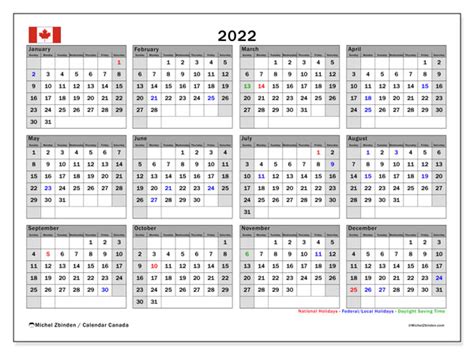 2022 Calendars “public Holidays” Michel Zbinden En