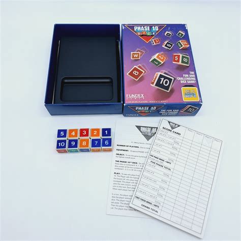 Phase 10 Dice 1993 Fundex Game Vintage W Score Pad Box Dice Tray
