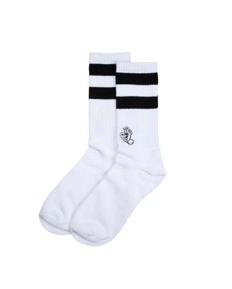 Santa Cruz Mono Hand Twin Stripe Socks White Negozio Santa Cruz