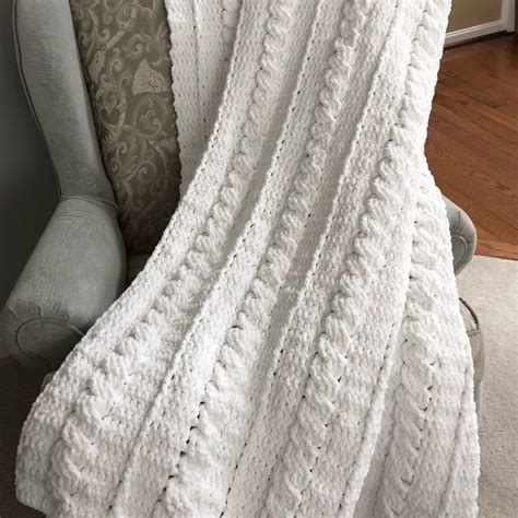 Cable Knit Crochet Blanket Queen Size Blanket Blanket Crochet Throw