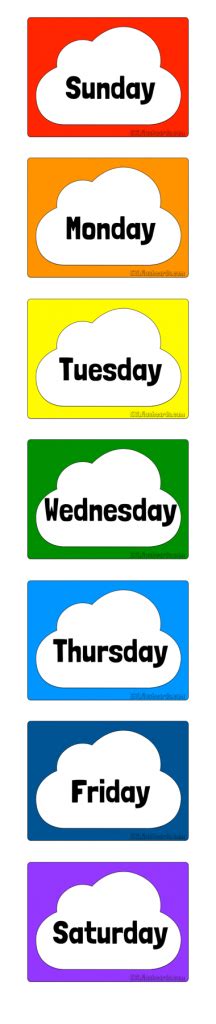 Days Of The Week Printable Flash Cards Free
